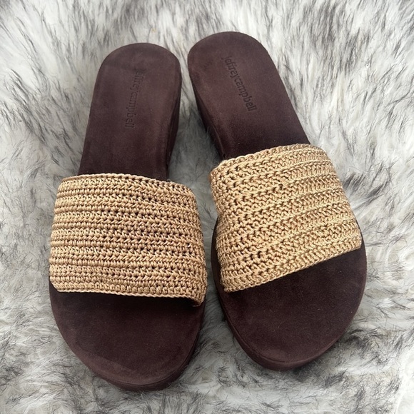 Jeffrey Campbell Flatform Brown & Natural Slides - Picture 6 of 6